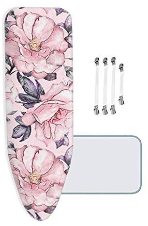 Bügelbrettbezug, Übergroß, XL/XXL, 100% Baumwolle, Mit 5 mm starker Filzpolsterung, Geeignet für Dampfbügeleisen, Rosa Blüten - 160x60 cm