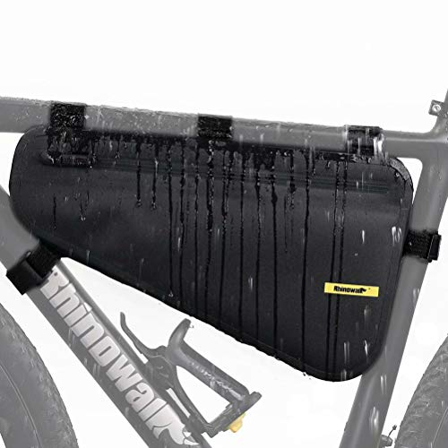 Rhinowalk Bike Frame Bag - Waterproof Under Top Tube Bag Front Storage Pack for Road & Mountain Cycling, Black