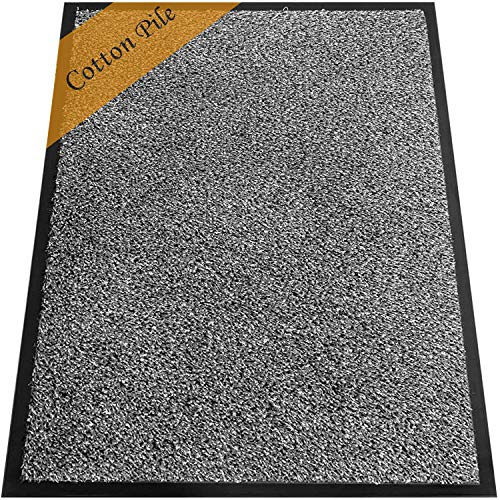 TrendMakers Heavy Duty Dirt Trapper Door Mats | Barrier Mats Non-Slip Dirt Catcher w/COTTON PILE | Home, Office, Kitchen, Carpets - 15 Sizes - - 50cm x 80cm (GREY Cotton Fibers)