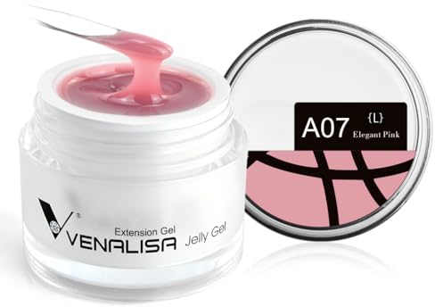 Venalisa Gel Construction Ongle UV, Complet Builder Gels et Résines pour Faux Ongles Formes, Convient aux Débutants, 50g (couleur chair rose clair)