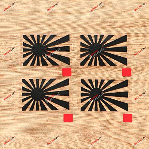 Japanische Aufgehende Sonne Aufkleber Sticker Vinyl JDM Japan - 4er Pack Schwarz, 5,1 cm - konturgeschnitten ohne Hintergrund passend für Toyota Honda Mazda