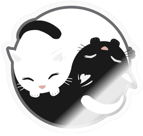 Katze Yin Yang Comic Sticker Aufkleber