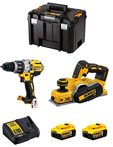 Kit DWK220 (Schlagbohrschrauber DCD996 + Hobel DCP580 + 2 Batterien 5,0 Ah + Ladegerät + TSTAK VI)