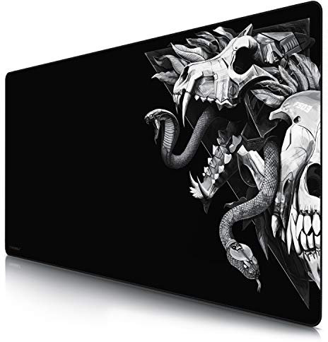 TITANWOLF - Grande Tappetino Mouse da Gioco - XXXL Oversize Mousepad - Dimensione 1200x600 mm - XXL Formato Oversize da scrivania e Tavolo - per Mouse e Tastiera – MOD. Wolf Skull