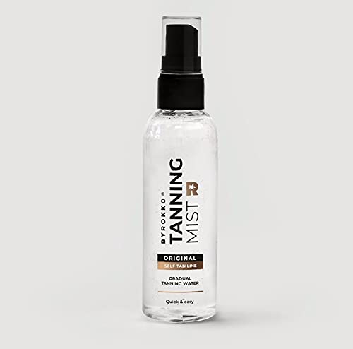 BYROKKO Bräunungsspray, 100 ml, Selbstbräunungswasser für natürlich aussehende und langanhaltende Bräune. Brauner Glanz