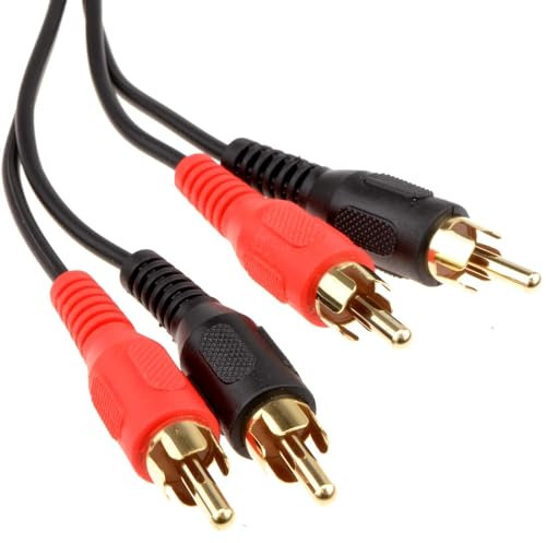 World of Data 15m TWIN PHONO RCA Cable - 24k Gold - Male to Male - Left & Right Audio - Stereo - 2RCA - 2xRCA 5 PACK