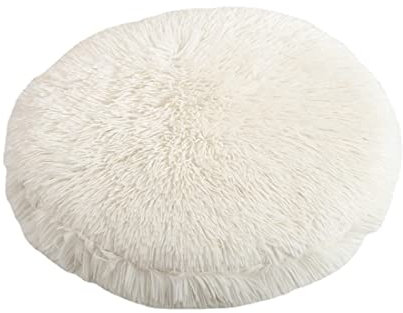RICHRAIN Katzenkissen Rund,Plüschkissen für Katzen und Hunde, rund, warme Matte, weich und bequem, für Wohnzimmer (Weiß, M 47CM)