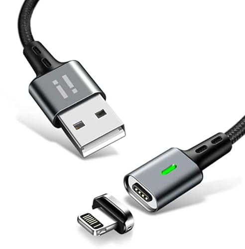 1,5m PLATINUM Nylon Magnet Schnellladekabel QC 3.0 kompatibel mit iPhone 13 12 Pro Max mini 11 XS XR X 10 8 7 6S 6 Plus 5 SE - 1x Kabel + 1x Stecker