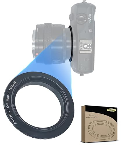 52mm to EF M Macro Lens Reverse Ring Compatible with EF-M Mount Mirrorless Camera M1 M2 M3 M5 M6 M10 M50 M100 Camera,with 52mm Filter Thread Lens.Macro Shoot(52mm-EF M)