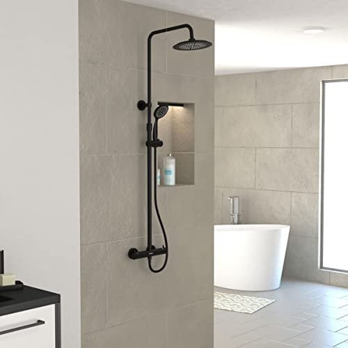Colonne de douche Thermostatique finition Noir Mat - 133x28x52 cm - MOLLY BLACK