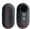 Otai Cover per Chiave Auto in Silicone Compatibile con Fiat 500 Ducato panda 500L Morbido Capovolgere la custodia per Chiavi 3 Pulsanti (Linea Rossa)