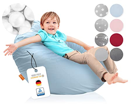 joyfill® XXL Sitzsack Kinder ÖKO-TEX Zertifiziert & 100% Made in Germany I Extra leise & Schadstofffreie Mikroperlen I Kinder Sitzsack XXL mit weichem Baumwollbezug ideal für Jungen & Mädchen