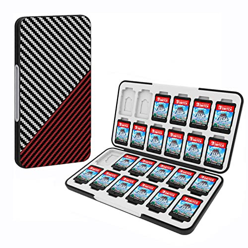 TUVOWAK Custodia per schede di gioco compatibile con Nintendo Switch&Switch Lite, Switch OLED Custodia per schede di gioco portatile con 24 slot per schede di gioco e 24 slot per schede Micro SD