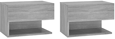 vidaXL 2X Wand Nachttisch Hängend Nachtschrank Nachtkommode Nachtkonsole Schlafzimmer Schrank Kommode Hängeschrank Wandschrank Grau Sonoma Holzwerkstoff