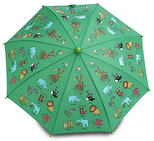 Tyrrell Katz Kids Jungle Printed Umbrella in Green - Magic Colour Changing Children's Lightweight Cute Parasol - L66 x 82 cm Diameter