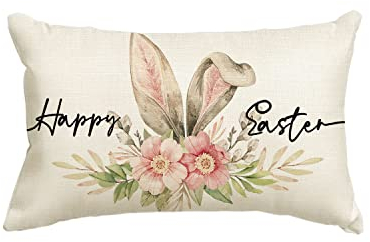 Artoid Mode Hasenohren Blumen Frohe Ostern Kissenbezug, 30x50 cm Frühling Sommer Saisonnal Zierkissenbezug Couch Wohnzimmer Deko
