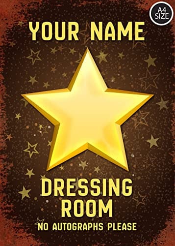 ELITEPRINT Personalised Custom Dressing Room Door Sign Brown and Gold Metal Sign Plaque - Wall Art Decorations (A4 (29.7cm x 21cm))