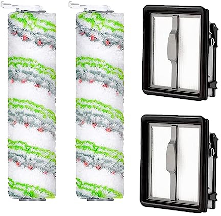 Fictezlove Zubehör Bürstenwalze für Bissell CrossWave X7 Pet Pro 2955N 3479N All in One Nass-Trocken-Staubsauger, 2 Stück Ersatzfilter und 2 Stück Multiflächen-Bürstenrolle