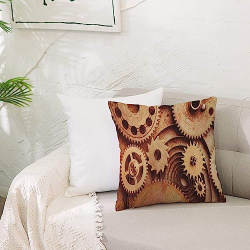 Kissenbezug Polyester Zierkissenbezug,Industrial Inside The Clocks Theme Gears Mechanisches Gerätebild im Steampunk-Stil, B,Dekorativen Kissenhüllen Weiches Kissen für Sofa Couch Schlafzimmer 50x50 cm