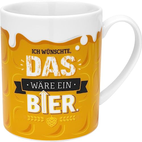 GRUSS & CO Tazza XL con motivo birra, scritta divertente, porcellana, tazza jumbo da 60 cl, colore giallo, regalo da uomo, regalo per feste | 48813