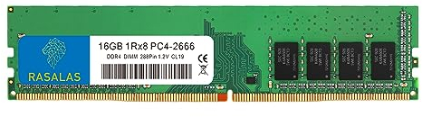 RASALAS Barrette de RAM pour ordinateur de bureau 16 Go DDR4 2666 MHz (DDR4-2666) PC4-21300 (PC4-2666V) 288 broches non ECC sans tampon, 1,2 V, CL19, rang simple 1Rx8