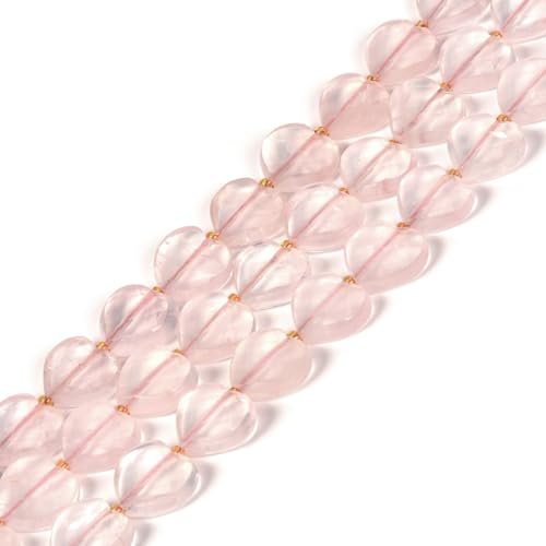 Natural Rose Quartz Heart Shape Faceted 12mm Beads Crystal Loose Beads for Jewelry Making DIY Necklace Bracelet Accessories 15 inch