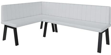 FURNISTAR Eckbank Akiko Metal A - Eckbankgruppe für Ihrem Esszimmer, Küche modern, Sitzecke, Essecke. Perfekt für Küche, Büro und Rezeption. Solide und Starke Verarbeitung. (128x196-Links-Soft17)