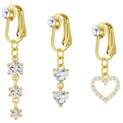 Qskiss Fake Bauchnabelpiercing Clip Auf Bauchnabelpiercing Chirurgenstahl Snap Chirurgenstahl Fake Piercing Bauchnabel Herz Schmetterling Baumeln Nicht Durchbohrt Piercing-Schmuck