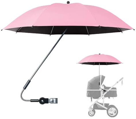 Sombrilla Universal Para Cochecito De Bebé, Sombrilla Carrito Bebe Universal Anti UV Con Abrazadera Ajustable, Sombrilla Carro Bebe Para Cochecito, Sombrilla Protección UV 50+ Para Silla De Paseo (B)