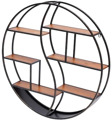 biusgiyeny Vintage Wandregal Industrial Metall Regal Wandmontage Hängestange Wandregal Rund NEU 80cm Holz