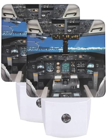 BGHEWRT Flugzeug-Cockpit, Nachtlicht, energiesparend, umweltfreundliches Material, Sturzschutz bei Nacht, geeignet für Kinderzimmer, Schlafzimmer, Flur, 2 Stück