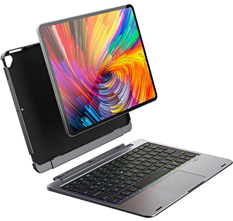 doqo iPad pro 10.5 Keyboard Case, iPad Air 3rd Gen Case mit Tastatur, abnehmbare 360° Schutzhülle mit 7 Farben Hintergrundbeleuchtung, Bluetooth Tastatur mit Touchpad für ipad air 3 und iPad Pro 10.5