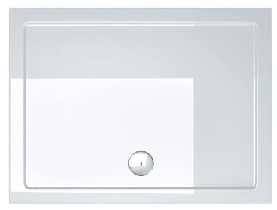 doporro Duschtasse Duschwanne 70x80x4 flach aus Acryl in Weiß Rechteckig DIN-Anschlüsse für bodenebene Montage geeignet Faro2