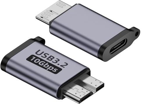 Vidacharmy 2PCS 10Gbps Adaptateur USB C vers Micro USB 3.0, USB C Femelle à Micro B Mâle Compatible avec Disque Dur Externe Toshiba/Seagate/WD/My Passport Elements