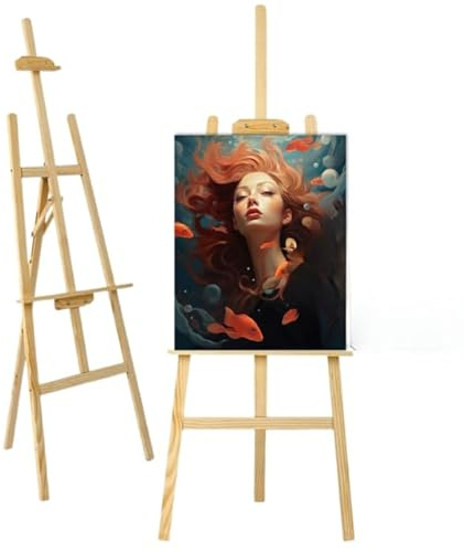 Oh Art! Staffelei Holz 175 cm Leinwand Ständer Stativ Zum Malen Und Ausstellen Feldstaffelei Atelierstaffelei Für Kuntsmalerei Künstler Werbung Schilder Hochzeit Höhenverstellbar 10 bis 125 cm