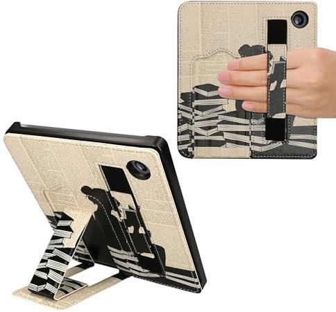 kwmobile Funda para e-Reader Kobo Libra 2 Case - Carcasa para E-Book con Soporte Magnético y Cinta de Mano y Cierre Magnético - Chica lectora
