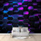 Violet Bleu Néon Hexagones Géométriques Papier Peint Panoramique 3D Murales Violet Murale 3D Papier Peint Intissé Poster Décoration Fond De Mur Tv Salon Papier Peint Murales 350x256 cm
