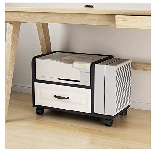 Soporte móvil para impresora con cajón de almacenamiento y soporte para CPU con ruedas para uso doméstico y oficina