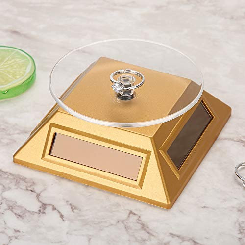 Naroote Solar-Display-Ständer, Solar-Drehteller für Schmuckausstellung, Drehbarer Schmuck-Display, Solar-Vitrine, 360 Grad Drehbarer Drehteller, Uhr, Telefon, Schmuck-Display-Ständer,