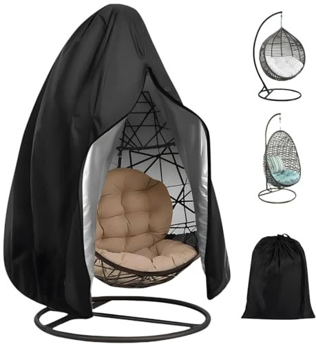 joonnair HäNgesessel Abdeckung 210D Oxford-Gewebe HäNgesessel Abdeckung Outdoor HäNgesessel SchutzhüLle SchutzhüLle Abdeckhauben für Schwebesessel Swing Egg Chair Cover mit Kordelzug 190 X 115cm