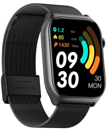 HORNBILL Smart Watch for Men/Women, Answer/Make Calls Fitness Watch, 2.0 Smartwatches Heart Rate/Step Counter,110+ Sports Fitness IP68 Waterproof Activity Trackers for Android IOS (Black Steel)