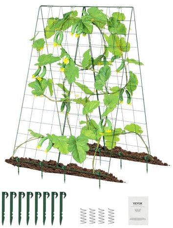 VEVOR Spalier für Kletterpflanzen, 117x84 cm, faltbares Rankhilfe-Set mit Pflanzenklammern, Kletterhilfe aus Metall für Hochbeete, Wachstumsstütze für Pflanzen im Freien für Tomaten, Kürbisse, Gemüse