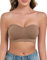 ANGOOL Damen Trägerloser BH ohne Bügel Push Up BH ohne Träger Feste Polster Bandeau Top Damen Seamless mit Transparente und Primärfarbige Träger, Braun, S