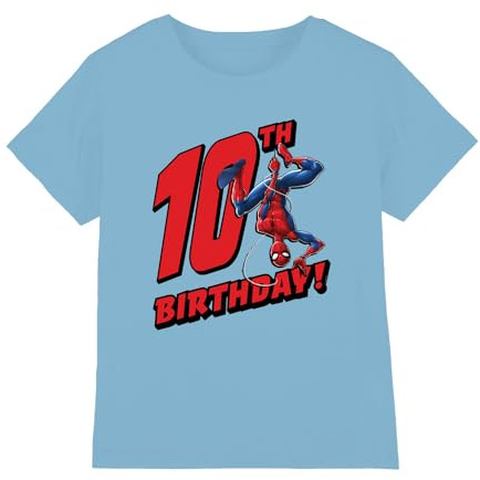 Marvel Boy's Spiderman Birthday 10 Unisex Kids T Shirt T-Shirt