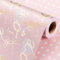 Wikadlik Rotolo di carta da regalo, rosa, 43 cm x 10 m, romantico, con scritta e fiocco a pois, per matrimoni, San Valentino, sposa, festa della mamma