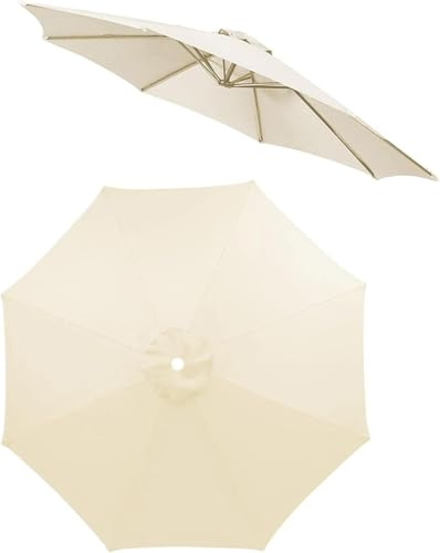 ELYSYSRL Sonnenschirm Ersatzhülle 2/2.5/2.7/3/3.5m Marktschirm Wasserdicht Gartenschirm mit Sonnenblende, Ersatzdach für 8/6 Streben, Ersatzdach für Outdoor Sonnenschirme(Beige,3.0M/6 arms)