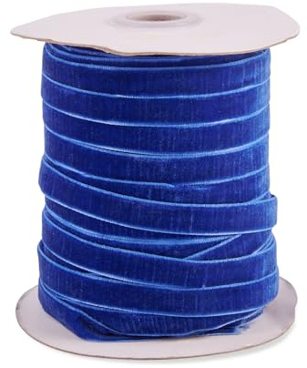 Spritewelry 45,7 m blaues Samtband, 10 mm, Vintage-Satinband, Dekoration, Spitzenborte für Geschenkverpackungen, Weihnachtskranz, Schleife, DIY, Basteln, Nähen