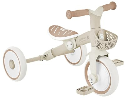 GLOBBER Learning Trike 2in1 Plus ECO – Dreirad und Laufrad für Kinder, 8/7 Zoll, TPR-Sattel höhenverstellbar, Taupe