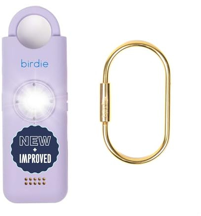 She's Birdie - La alarma de seguridad personal original para mujeres - Sirena fuerte, luz estroboscópica y llavero para defensa personal - Recargable con interruptor de encendido y linterna (lavanda)
