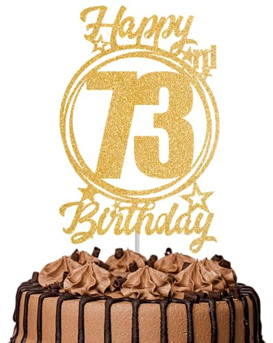 1Pc Happy 73rd Birthday Cake Topper – Gold Glitter “Cheers to 73 Years” Decoration | 73 & Fabulous Cake Topper for Women Men | Birthday Party or Anniversary Cake Decor Supplies